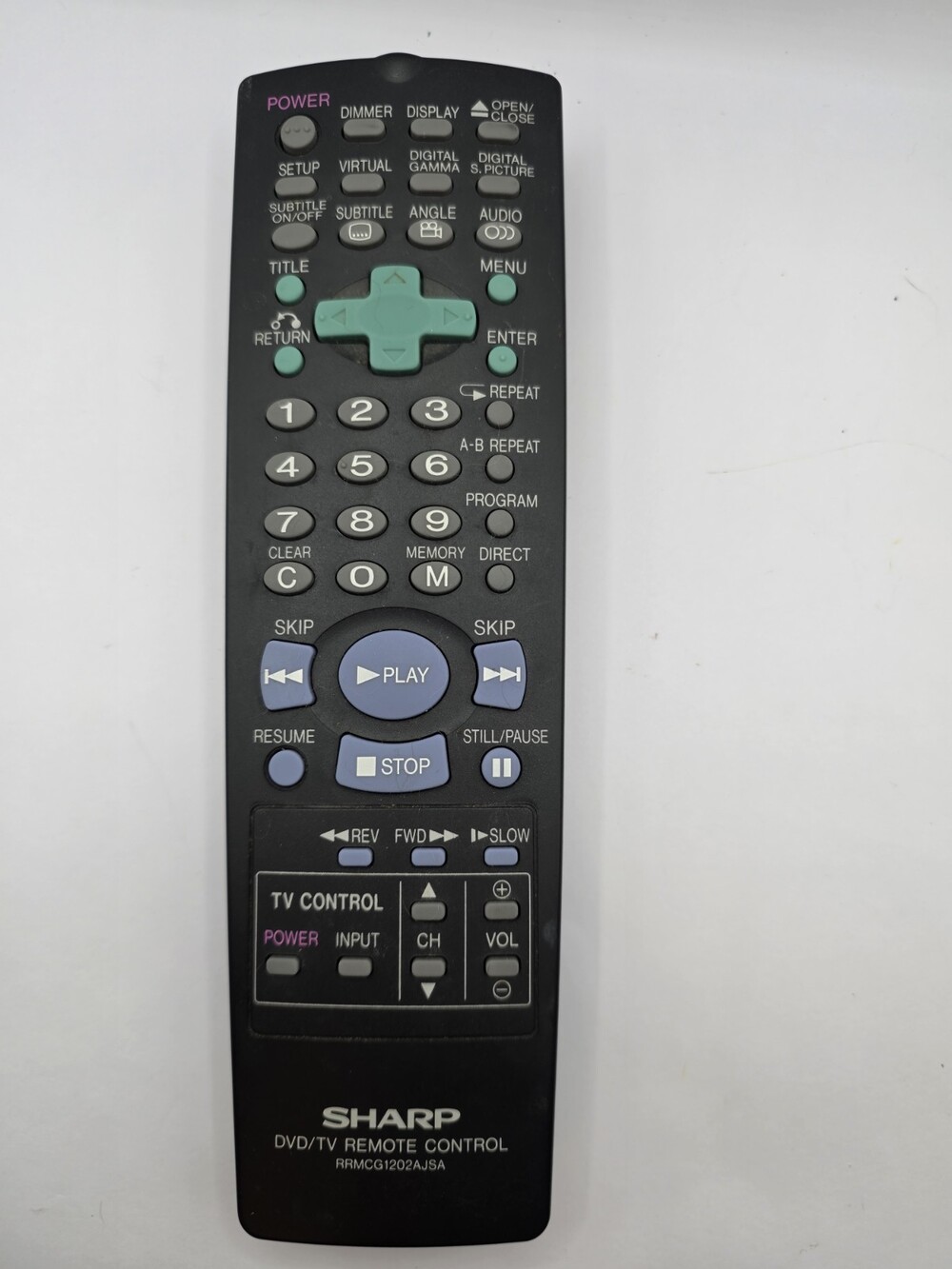 Sharp RRMCG1202AJSA DVD / TV Remote Control, OEM for DV750U USED